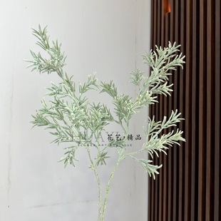 白霜雾凇圣诞草仿真绿植叶子把束软装插花配叶蕨类植物墙配饰