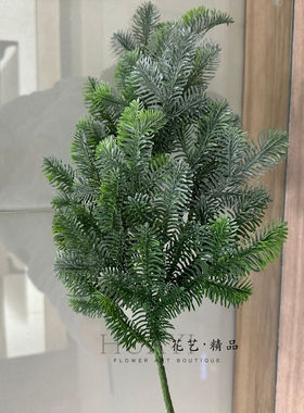 灰绿色带霜仿真松针松枝圣诞花条枝叶大树装饰圣诞树叶侧柏树枝