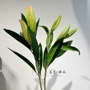 百合花骨朵仿真花假花摆设客厅餐桌装饰插花干花束塑料花艺摆件