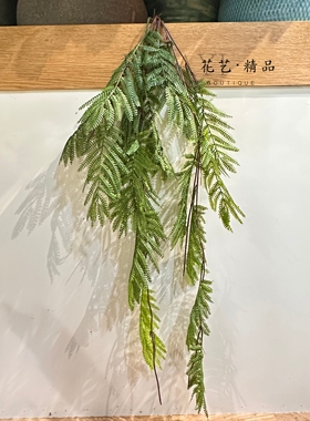 悬挂植物垂感蓝花楹叶子吊兰仿真绿植墙面绿化芒萁蕨凤尾葵叶水草
