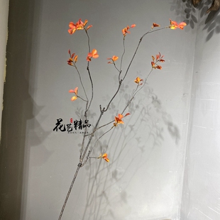 红叶树枝仿真山归来树叶线条型植物素材家居摆放空间造景陈列枯枝