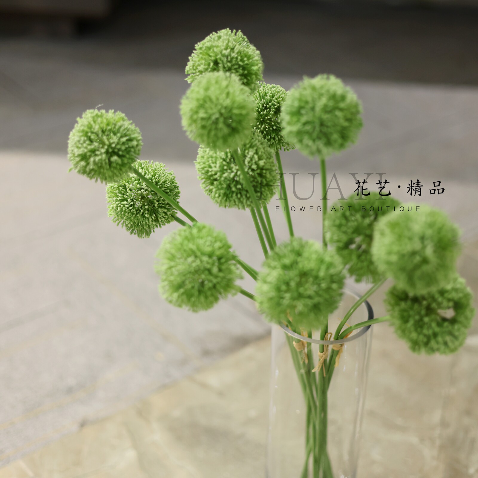 捆扎2枝仿真小花葱束蒲公英家居装饰摆件绿色毛球造型插花素材