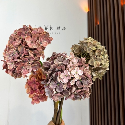 单只大朵复古绣球欧式绣球花仿真花工程造景花艺摆放油画质感