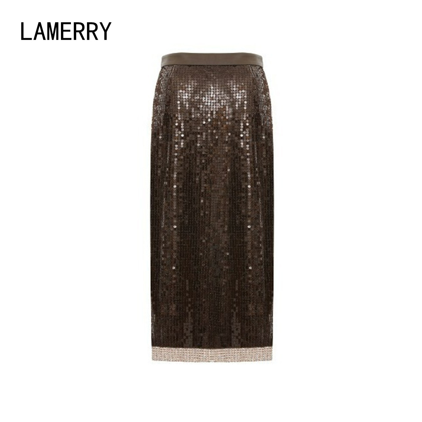 拍下立减 LAMERRY | 朗美睿正品26冬装咖色亮片半身长裙LWLW1Q110