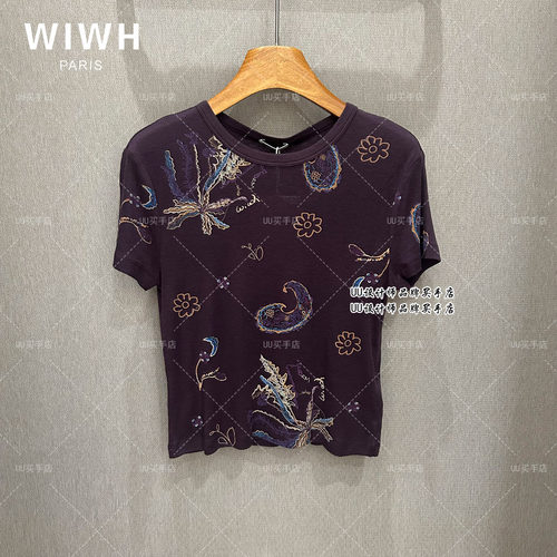 WIWH | 女装 正品实拍 26秋装 腰果花紫色短袖T恤  WHHT2F951