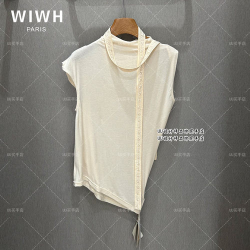 WIWH | 女装 正品实拍 26秋装 米色无袖T恤配飘带  WHLC2F672