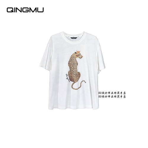QINGMU | 轻慕 正品专柜 设计师品牌 26春夏  花豹印花 短袖T恤