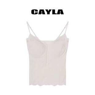 正品 鱼骨带胸垫 授权 蕾丝吊带背心 外穿26SS202 26春款 CAYLA
