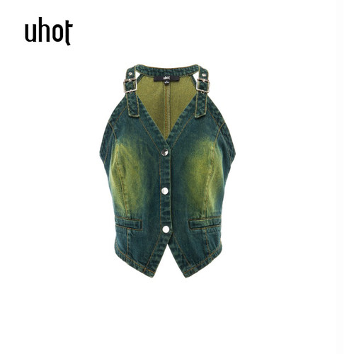 下单立减 uhot | 诱货女装正品26夏装 辣妹牛仔背心UWLR5N416