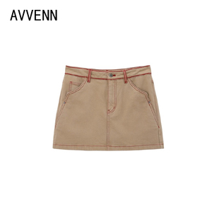 AVVENN | 正品专柜 设计师品牌 26春装 卡其 半身裙 短裙