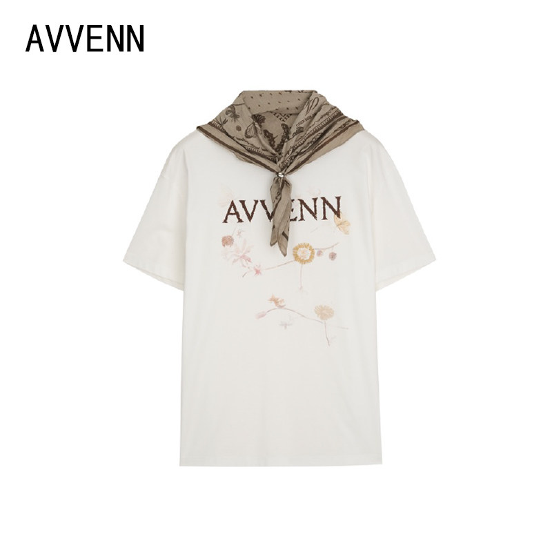 AVVENN | 正品专柜 设计师品牌 26春装 印花 短袖 T恤 配丝巾