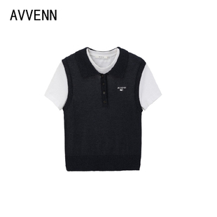 设计师品牌 26春装 针织 AVVENN 两件套 专柜 短袖 T恤 正品