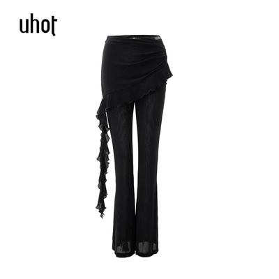 拍下改价 uhot | 诱货 女装  26夏 薄款 弹力 微喇裤 长裤 3K471