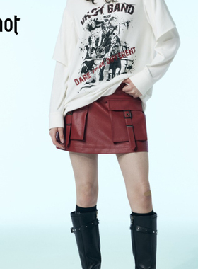 uhot | 诱货 正品专柜 品牌折扣 25冬季新款 红色 皮 半身裙 短裙