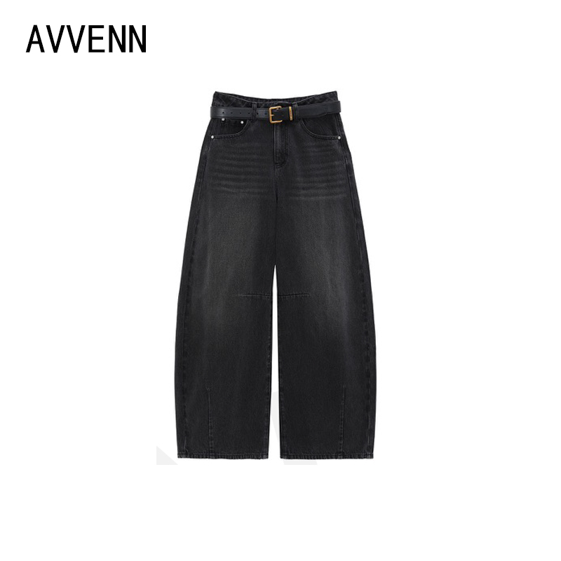 AVVENN | 正品专柜 25秋冬装新品  黑灰 牛仔裤 AL91302634