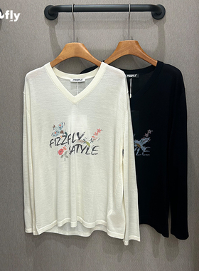 fizzfly | 正品专柜 设计师25秋装 V领字母印花 打底衫 针织衫