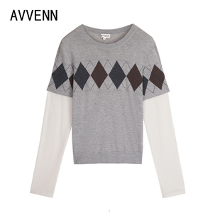 【拍下立减】AVVENN | 正品26秋装 灰色长袖针织衫AK70601701
