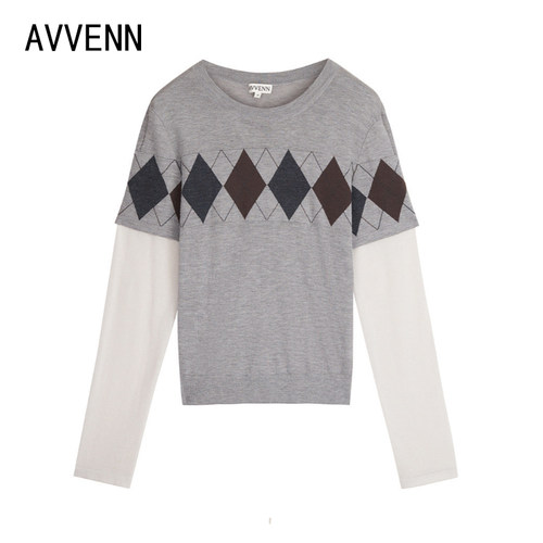 【拍下立减】AVVENN | 正品26秋装 灰色长袖针织衫AK70601701