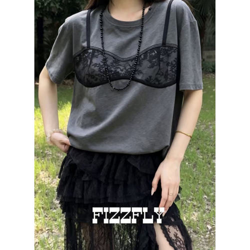 fizzfly |  正品 设计师女装2026夏季蕾丝印花短袖【拍下立减】