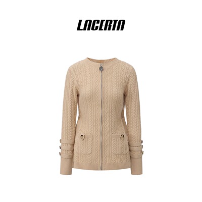 拍下立减 LACERTA | 莱瑟塔 女装正品 26冬季拉链针织毛衣开衫