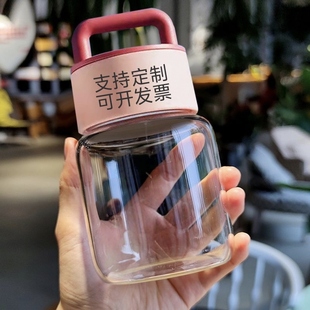 水杯定制印logo胖胖玻璃杯订制广告储物杯定做开业活动小礼品赠品