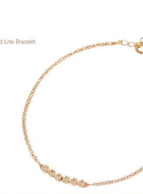 日本制 8分天然钻石10K粉/双链手链