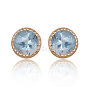 圆形宝石10K黄 日本制 多色时尚 耳钉