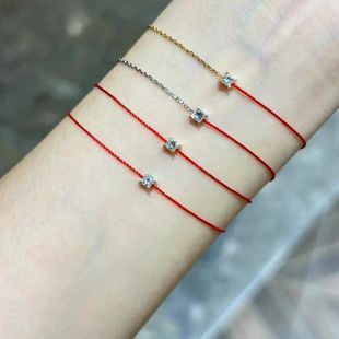 新款法国redline公主方形红绳手链转运本命年镶钻情侣款手绳厂家