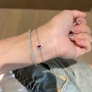 巴黎法国红宝石手链女小众设计高级感手饰 小红书同款 一颗红豆