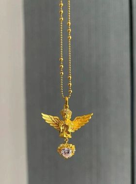 小红书同款博主推荐许愿天使爱心项链甜美简约百搭轻奢ins面单TK