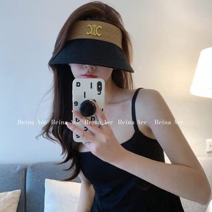 帽草布遮阳凯旋门空顶高版本拉菲小帽子帽檐显脸大帽檐防晒太阳帽