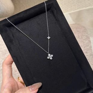 《双生四叶草》超闪小花项链女轻奢小众设计高级感花朵钻石锁骨链