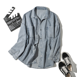 秋装2025年新款女港风复古chic上衣牛仔衬衫女设计感小众秋款长袖
