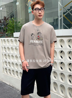 潘多拉女孩睡衣纯棉夏季短袖短裤男士家居服套装史努比居家服6637