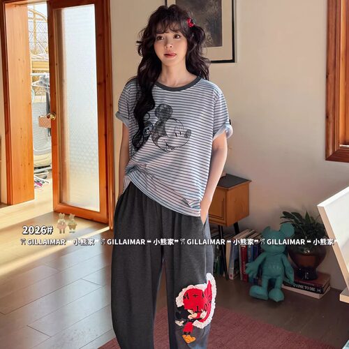 夏季女款可外穿小熊家居服套装