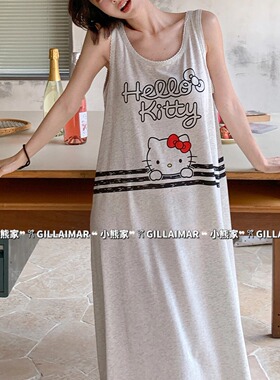 gill aimar小熊家长款背心睡裙睡衣女夏季简约韩版KT猫家居服8570