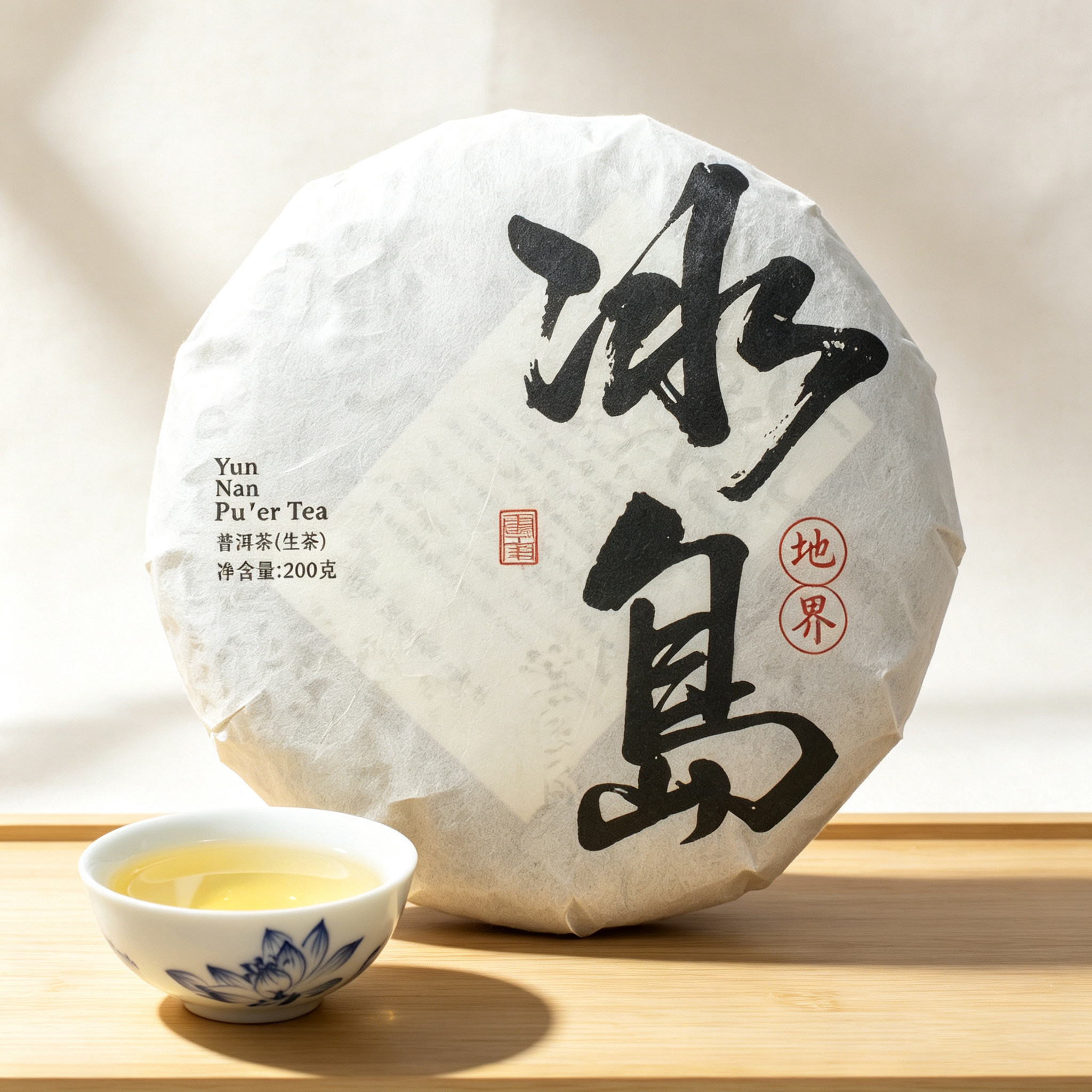 2023年冰岛地界大树纯料头春茶云南临沧市普洱茶生茶200g饼茶装