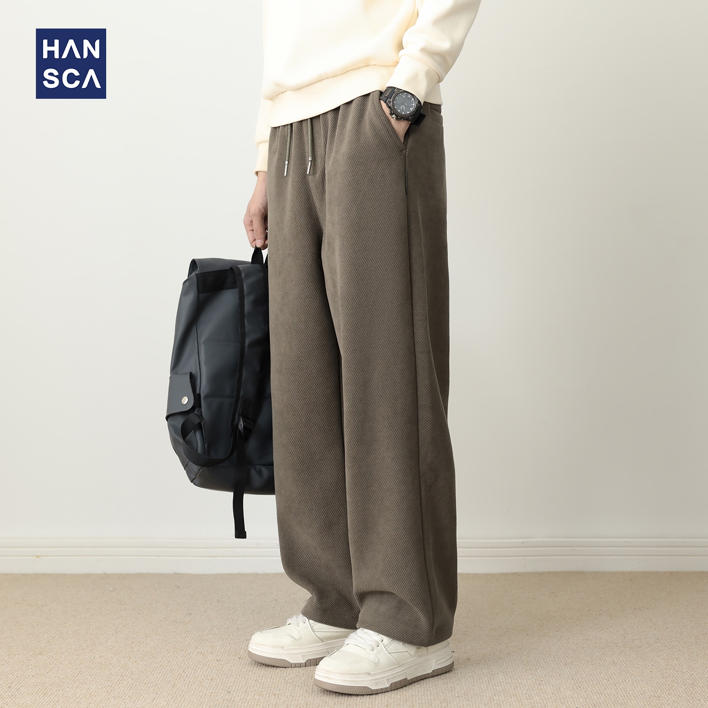 hansca冬季重磅保暖宽松直筒卫裤