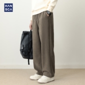 宽松垂感抽绳休闲长裤 hansca440g重磅欧棉绒肌理直筒卫裤 男冬季
