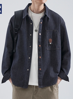 hansca长袖牛仔衬衫男2026春季日系水洗复古潮牌痞帅工装衬衣外套