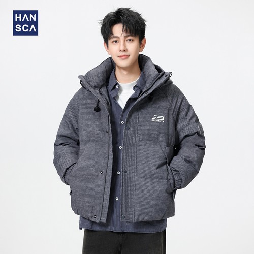 hansca潮流加厚保暖连帽绒服男