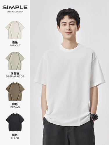 Хлопковая летняя тонкая цветная приятная телу футболка с коротким рукавом, в американском стиле, круглый воротник