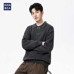 翻领长袖 hansca570g老钱风针织POLO衫 秋冬季 2025新款 t恤上衣 男士