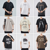 t恤男潮牌休闲上衣印花字母宽松大码 短袖 体恤 hansca夏季 清仓特卖