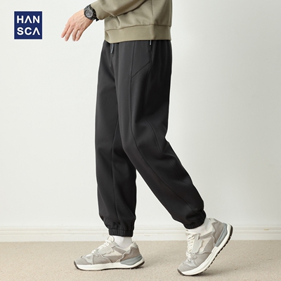 hansca270g慕斯肌底加绒抽绳卫裤