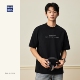 hansca230g美式 圆领宽松黑色打底衫 复古拼接刺绣短袖 t恤男春夏款