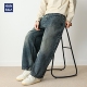 hansca复古美式 子 男潮牌高端直筒阔腿做旧长裤 弯刀牛仔裤 2025新款