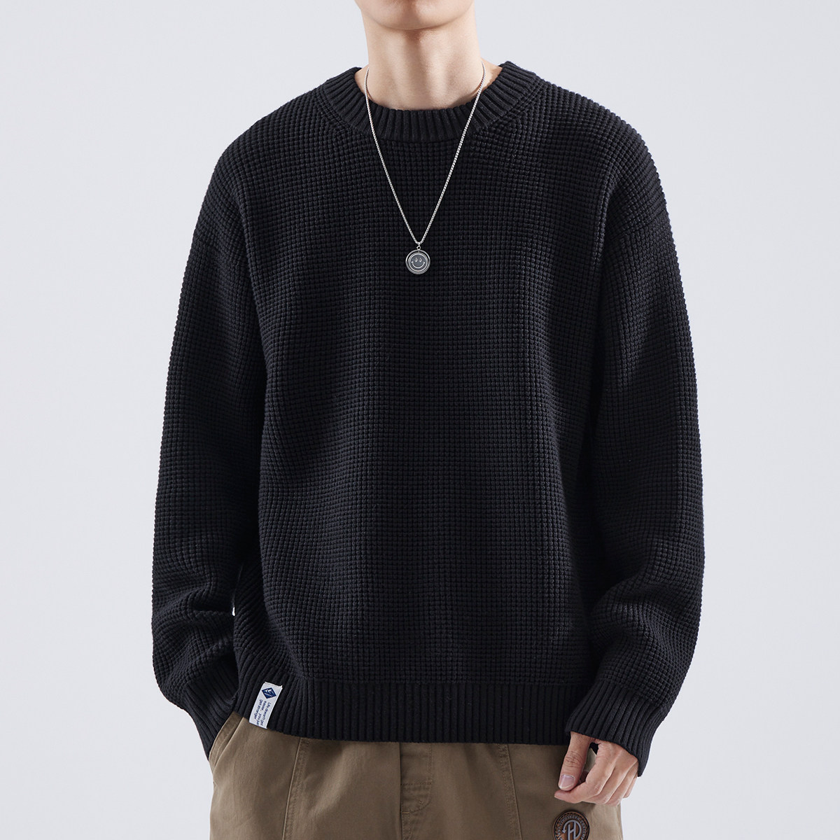 HANSCA SWEATER MENS AUTUMN AND WINTER THICKENED HIGH-QUALITY SUIT DEEP WINTER CLOTHES KNITWEAR BOYS CLOTHES HANDSOME