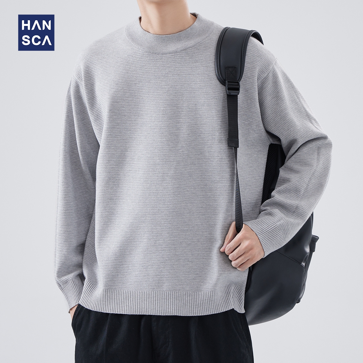 半高领毛衣男秋冬季纯色基础款