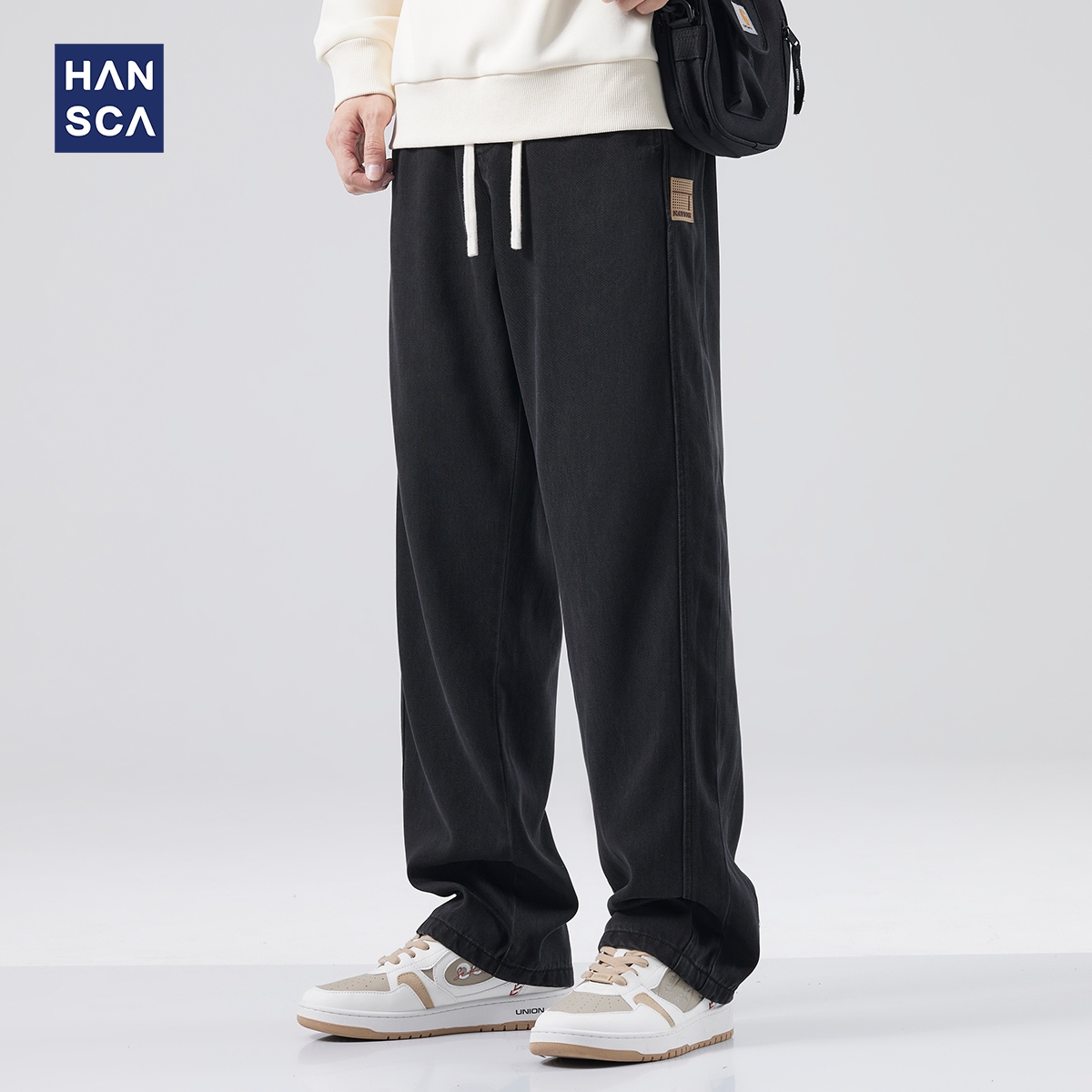 垂感黑色水洗牛仔裤男秋季